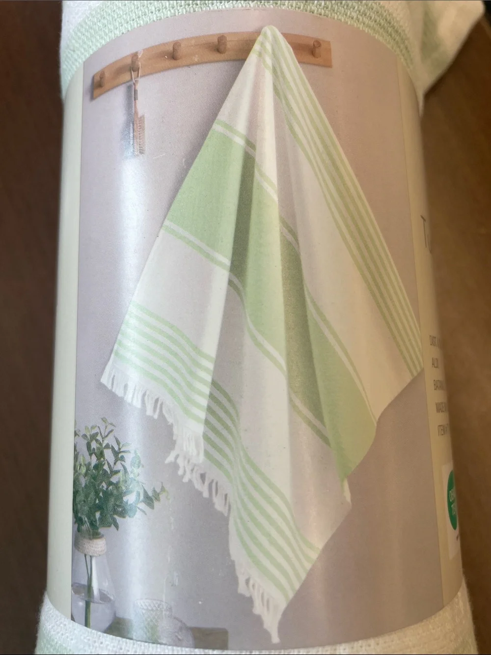 White & Light Green Turkish-Style Cotton Bath Towel NWT!